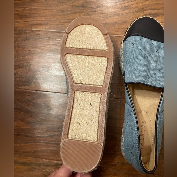 Talbots Izzy Quilted Denim Leather Espadrilles Size 7 - Picture 3 of 4